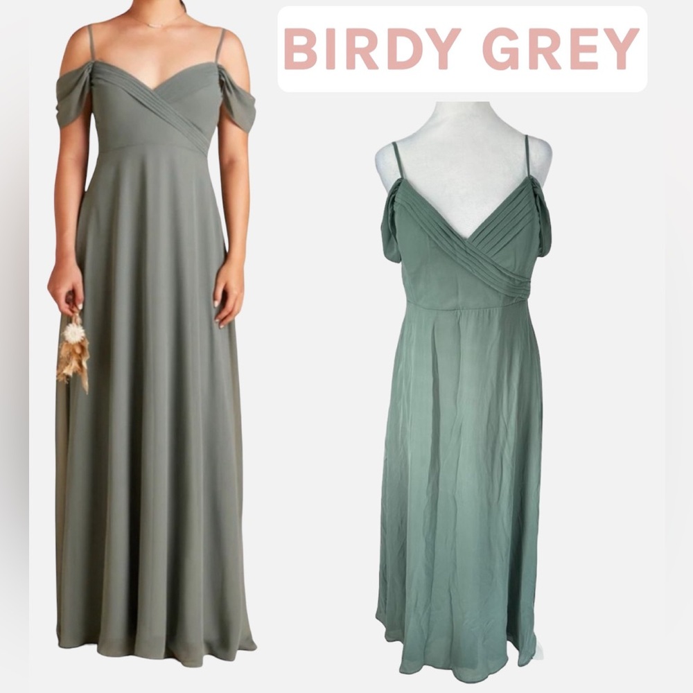 Birdy Grey Spence Chiffon Bridesmaid Dress Sage Long Sage with Pockets Medium - Picture 14 of 14